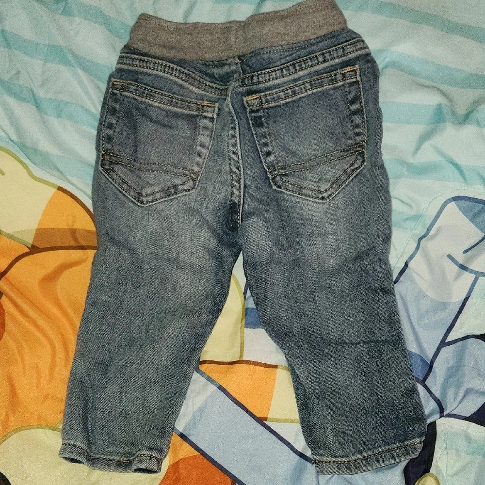 Cat & Jack Blue and Gray Elastic Waist Jeans - Picture 3 of 3